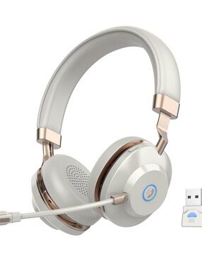 Wireless Over-Ear Headphones in Pearl White with Rose Gold Accents